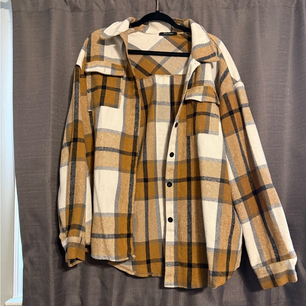 Plaid Button-Up Shirt Jacket